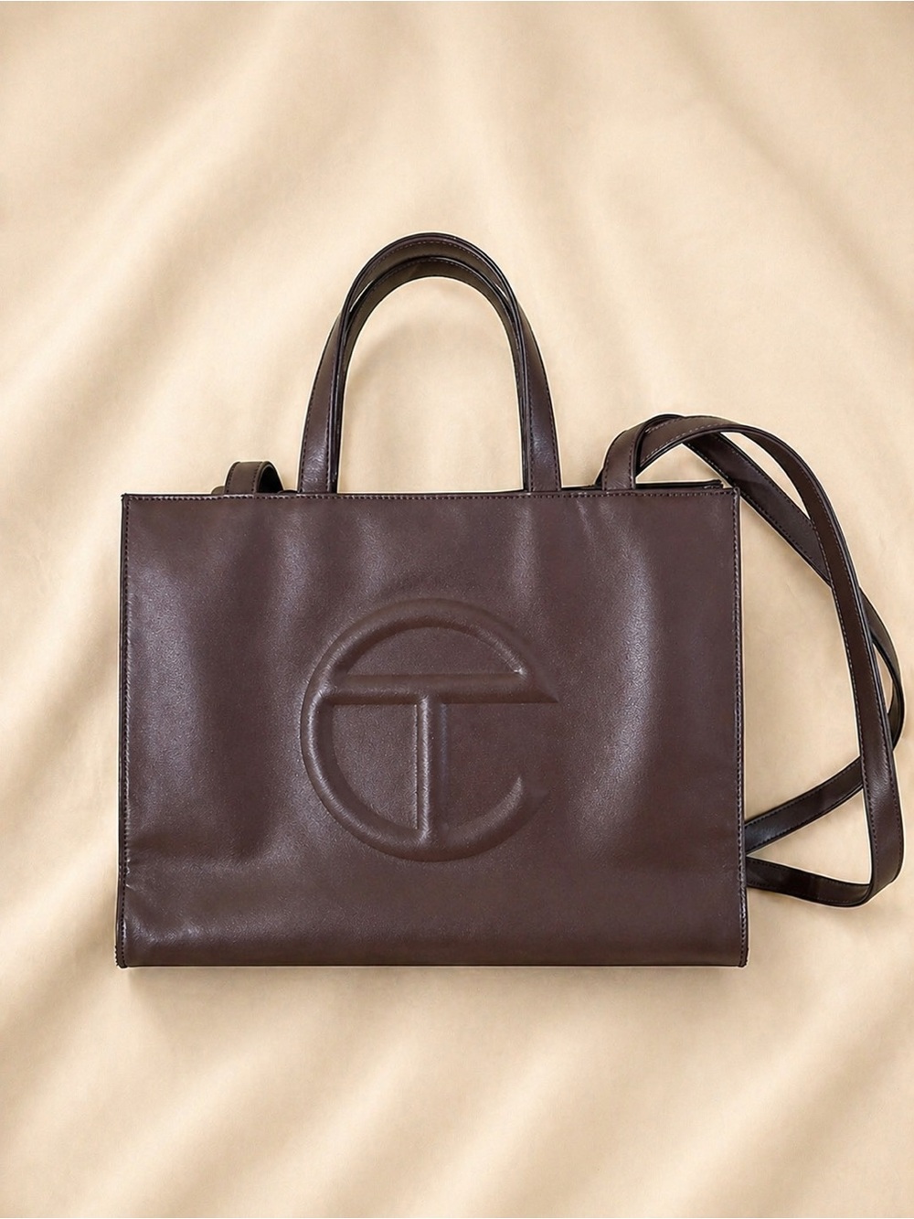 Medium Telfar Chocolate Brown Leather Shopping Tote - Dust Bag Included